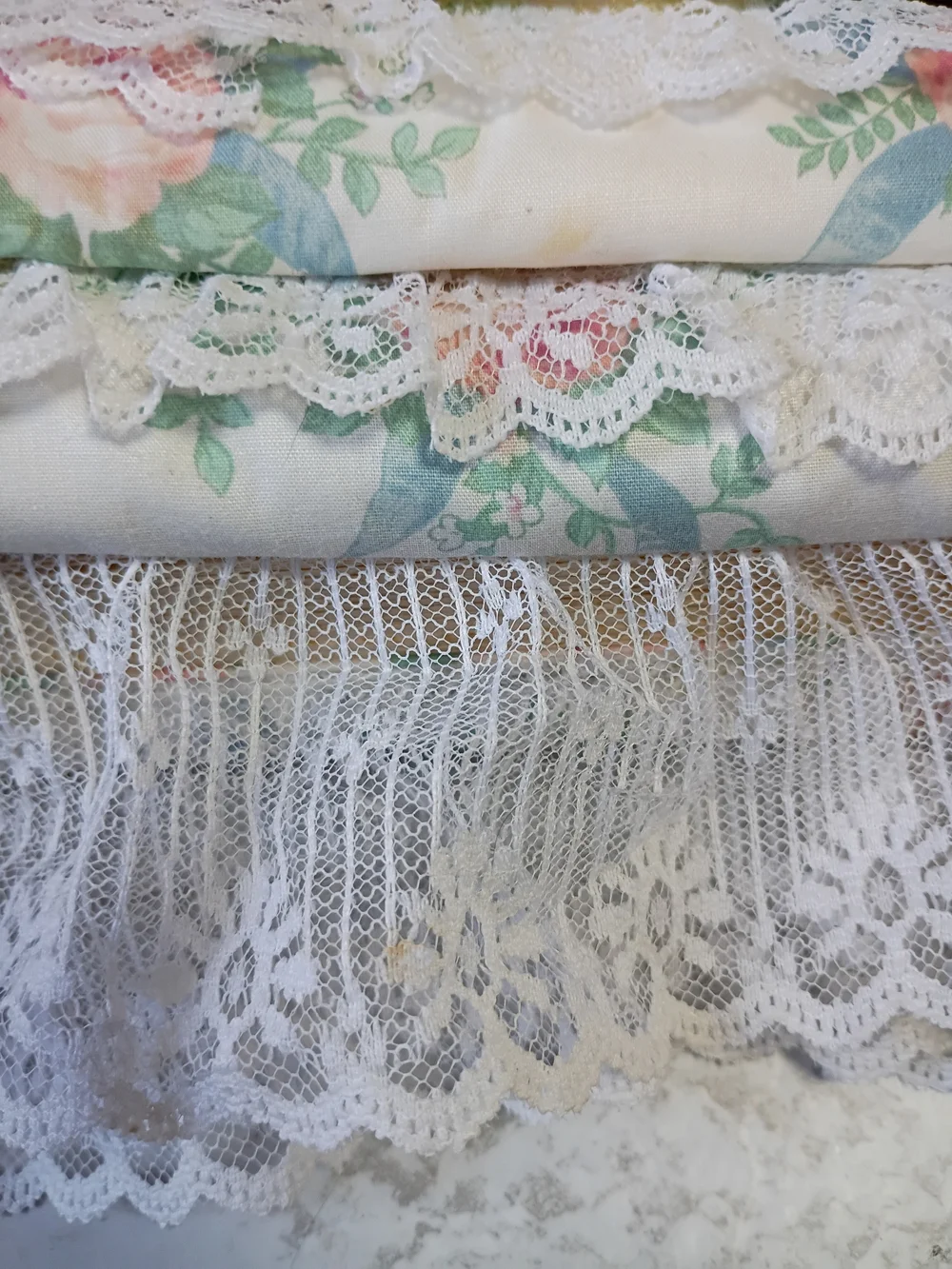 Vintage Album Hand Made Floral Lace Cottagecore Romantic  in Cream, Pink & Blue